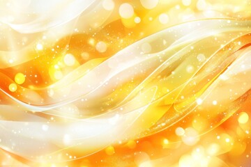 Wall Mural - Abstract background with golden light and white, orange yellow color waves. 