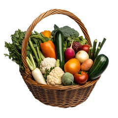 Wall Mural - A basket overflowing with assorted fresh vegetables on transparent background