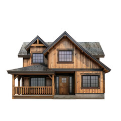 Wall Mural - Ranch House front view full length isolate on transparency background