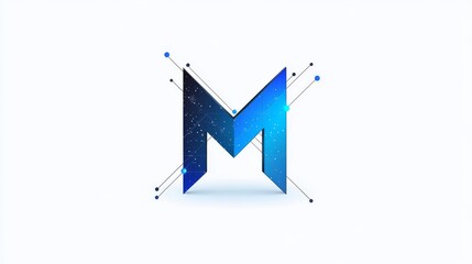 Wall Mural - A stylized letter m with a blue gradient and connected dots.