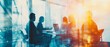 © Ameer - Collaborative team of business professionals working together in modern office setting, double exposure effect, ideal for corporate and teamwork-themed banner designs