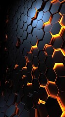 Poster - Vertical black and orange background of shapes. AI generative.