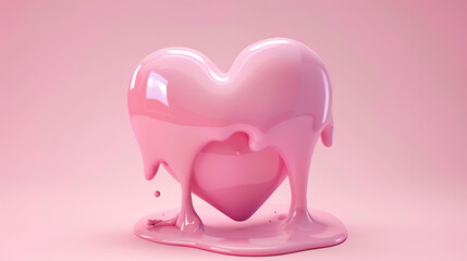 Fototapete - 3D render  pink melt love on a pink background