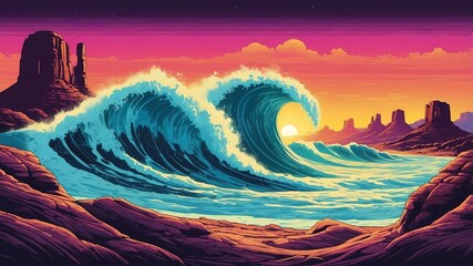 Wall Mural - the wave arizona usa retro neon