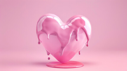 Fototapete - 3D render  pink melt love on a pink background