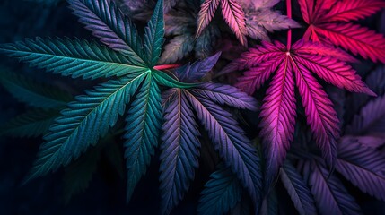 Wall Mural - Vibrant Cannabis Leaves.