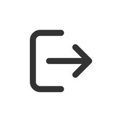 Wall Mural - logout outlined back button isolated on white background. exit sign for ui. vector icon in flat styl