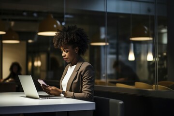 Poster - Businesswoman laptop computer office.