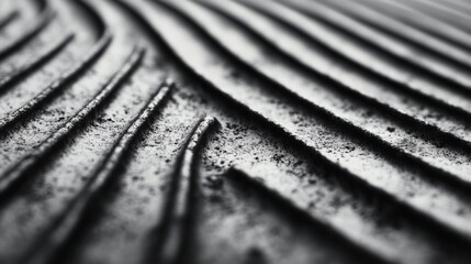 Poster - A striking metallic texture displays flowing lines and depth, creating a captivating abstract pattern in monochrome