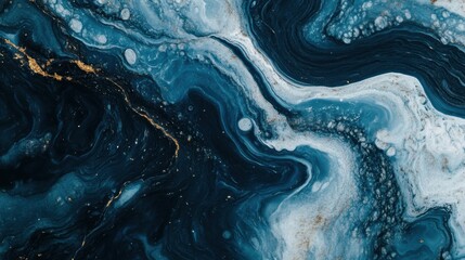 Poster - A striking dark blue marbled texture features swirling patterns and contrasting hues for artistic use