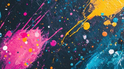 Poster - Bold splashes of bright colors contrast against a dark background, showcasing artistic expression and movement