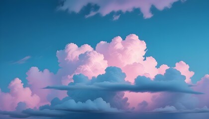 Wall Mural - A beautiful and vibrant image of a pink cloud formation against a blue sky. The clouds are soft and fluffy, creating a sense of peace and tranquility.