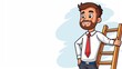 © GenerativeAIpicture - Cartoon vector person reaching the top of a ladder and looking satisfied