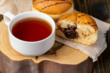 Wall Mural - sweet dessert for tea with soft chocolate filling