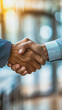 © punniix - A close-up of a handshake between two professionals, symbolizing agreement, trust, and partnership in a business environment.