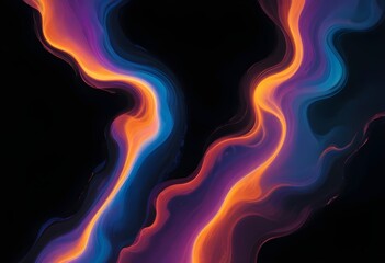 Wall Mural - A vibrant, abstract design of flowing, liquid-like lines in shades of blue, purple, and orange against a black background. The lines are smooth and dynamic, creating a sense of movement and energy.