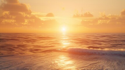 Wall Mural - A beautiful golden sunset over the ocean Peach Nature Background : Generative AI