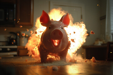 Sticker - Exploding piggy bank