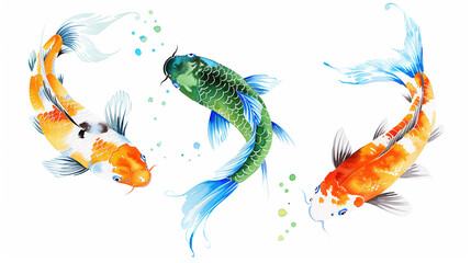 Wall Mural - koi fish in vibrant colors swimming gracefully. beautiful decorative koi artwork illustrating fish i