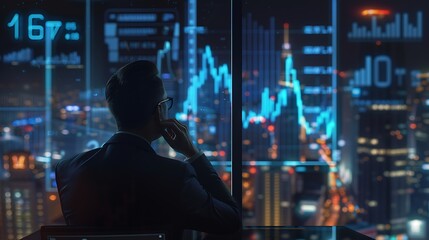 Aufkleber - 2024 business planning and strategy concept Analytical businessman planning business growth 2024 digital marketing profit income economy stock market trends and business 2024 trend : Generative AI