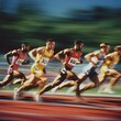 © michaswelt - A group of sprinters racing in a 100 meter