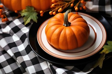 Wall Mural - Pumpkins plate decoration vegetable.