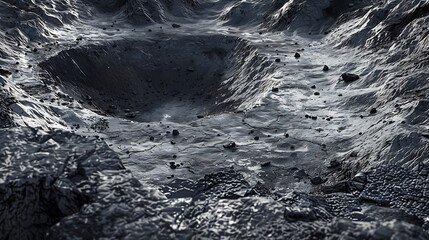 Poster - Appearance of the ground surface with abstract patterns and shapes Soil around the crater For background : Generative AI