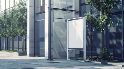 Wall Mural - Advertising biilboard mockup in front of the modern office building : Generative AI