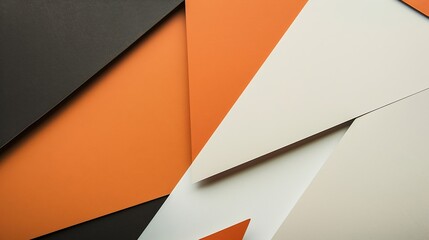 Poster - Creative abstract paper background orange white brown black colors paper Solid colors geometric lines and shapes : Generative AI