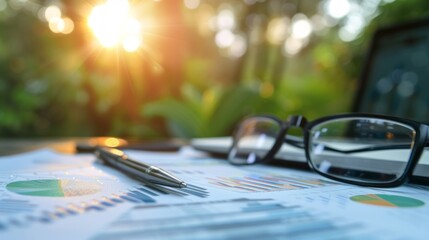 Poster - A pen and a pair of glasses are on a piece of paper with graphs