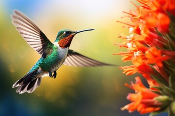 Sticker - Humming bird animal hummingbird flower.