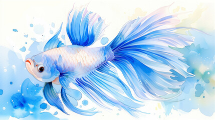 Wall Mural - colorful fish swimming in a vibrant aquatic scene. beautifully illustrated aquatic animal with flowi