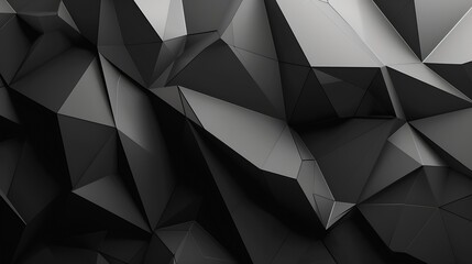 Leinwandbilder - Black white abstract background Geometric shape Lines triangles 3d effect Light glow shadow Gradient Dark grey silver Modern futuristic : Generative AI