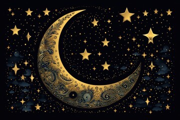 Wall Mural - Celestial pattern moon astronomy.