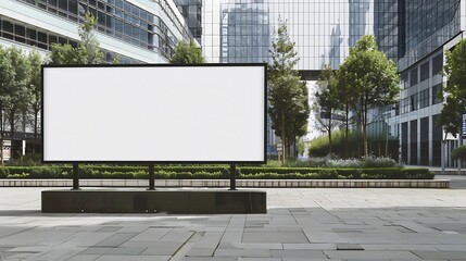 Poster - Blank white advertising billboard in front of the modern office building : Generative AI