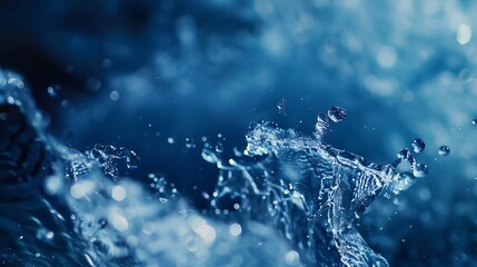 Leinwandbilder - abstract water splash on blue background : Generative AI