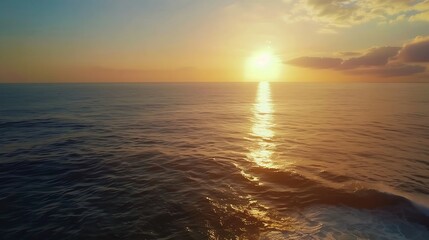 Aufkleber - Witness the ethereal blend of sea and sky at sunset from a mesmerizing aerial perspective captured by a drones lens Flight over the ocean Ocean loop video background : Generative AI