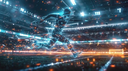 Sticker - Futuristic Athlete Running on a Stadium Field