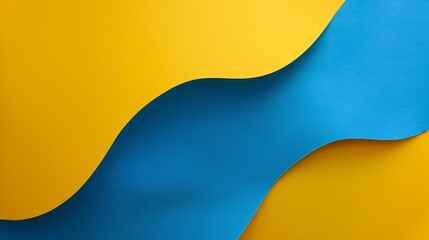 Aufkleber - Abstract multicolored papers geometry flat lay composition banner background Waved shaped blue yellow color lines background Top view copy space : Generative AI