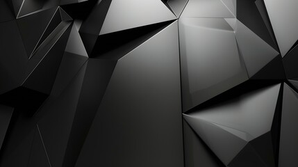 Leinwandbilder - Black white abstract background Geometric shape Lines triangles 3d effect Light glow shadow Gradient Dark grey silver Modern futuristic : Generative AI