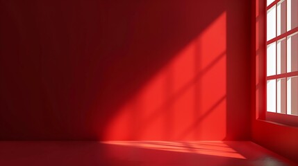 Leinwandbilder - Abstract red studio background for product presentation Backdrop with shadows of window for display product : Generative AI