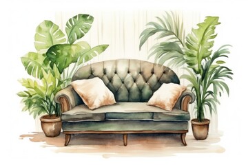 Wall Mural - Furniture cushion pillow plant.