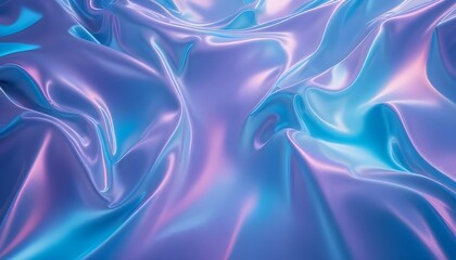 Wall Mural - Abstract image of a rippling, iridescent surface in shades of blue and pink. The surface is smooth and reflective, creating a dreamy, ethereal look.