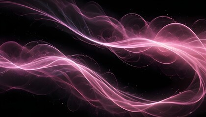 Wall Mural - An abstract image of glowing, pink, and white lines forming waves and swirls against a dark background. The lines are delicate and ethereal, creating a sense of movement and energy.