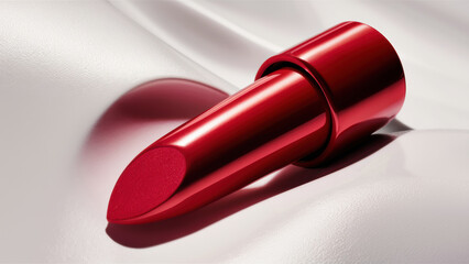 Fototapete - A red lipstick on a white cloth with some sort of pattern, AI