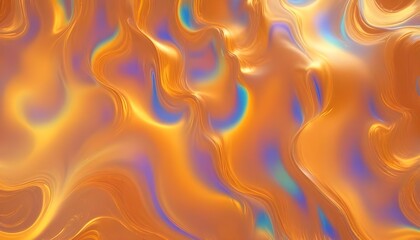 Wall Mural - Abstract image of swirling, iridescent colors in shades of orange, blue, and green, creating a dynamic and fluid effect.