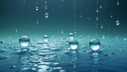 Macro photography of water droplets on a blue surface, creating a sense of depth and clarity.