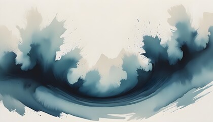 Wall Mural - Abstract image of a blue wave with white splashes on a white background, creating a dynamic and artistic effect.