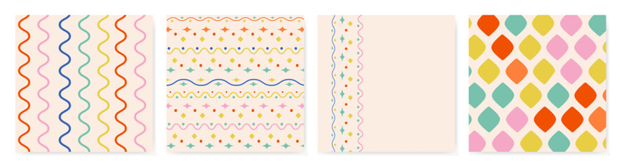 Poster - Square templates for social media, background, card. Colorful abstract backgrounds. Vector flat isolated illustration on white background.