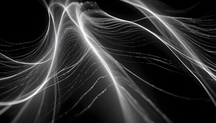 Wall Mural - Abstract image of glowing, white lines that twist and turn, creating a sense of movement and energy. The lines are delicate and intricate, suggesting a digital or ethereal landscape.